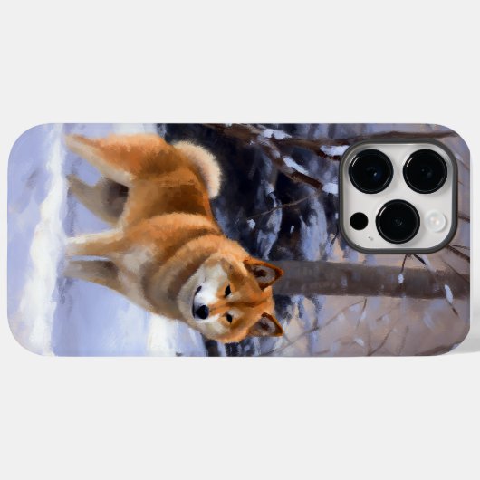 柴犬は雪のクリスマスを許す Case-Mate iPhoneケース (裏面 (横))