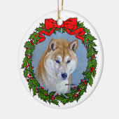 柴犬アートバイグレンダS.ハーラン セラミックオーナメント (左)