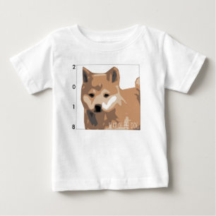 柴犬イラストレーションドッグ年2018ベビーT ベビーTシャツ