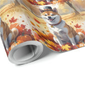 柴犬イン紅葉感謝祭アート ラッピングペーパー (ロールコーナー)