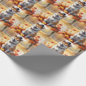 柴犬イン紅葉感謝祭アート ラッピングペーパー (角)