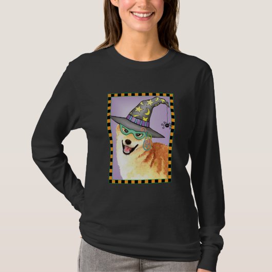 柴犬ウィッチ長袖Tシャツ Tシャツ (正面)