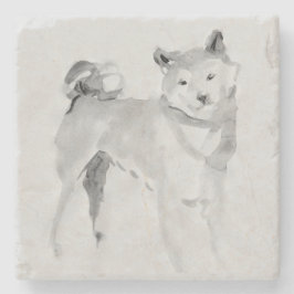柴犬オリジナル絵画の3犬の年2018石 ストーンコースター