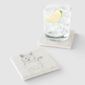 柴犬オリジナル絵画の4犬の年2018石 ストーンコースター (横)