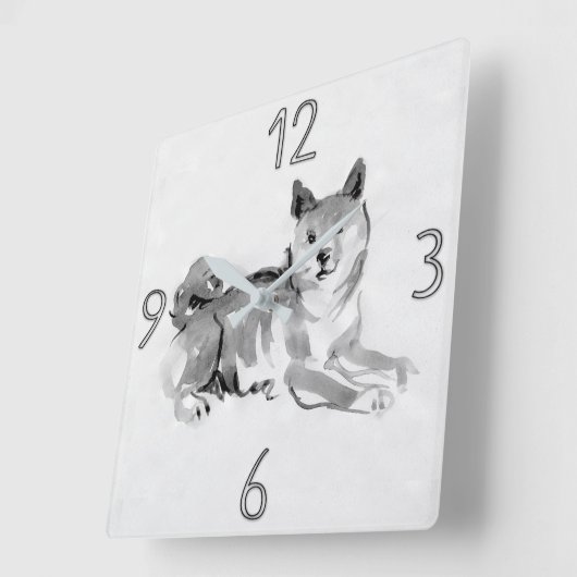 柴犬オリジナル絵画ズドッグイヤー誕生日WC2 スクエア壁時計 (傾斜)