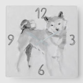 柴犬オリジナル絵画ズドッグイヤー誕生日WC3 スクエア壁時計 (正面)