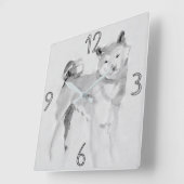 柴犬オリジナル絵画ズドッグイヤー誕生日WC3 スクエア壁時計 (傾斜)