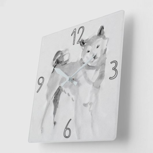 柴犬オリジナル絵画ズドッグイヤー誕生日WC3 スクエア壁時計 (傾斜)