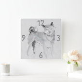 柴犬オリジナル絵画ズドッグイヤー誕生日WC3 スクエア壁時計 (ホーム)