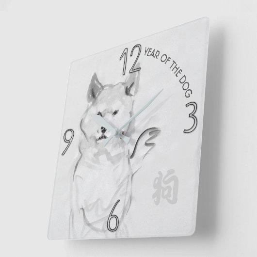 柴犬オリジナル絵画ズドッグイヤー誕生日WC4 スクエア壁時計 (傾斜)