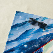 柴犬オンスノーボードデザインバイリッチアメンギル ビーチタオル (インサイチュ)