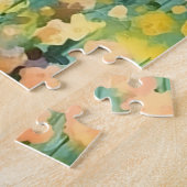 柴犬カラフル水カラーのアートワーク ジグソーパズル (側面)