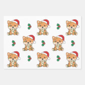 柴犬クリスマスウィンターアニマルズホリデードッグ ラッピングペーパーシート (正面2)