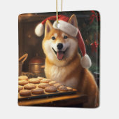 柴犬クリスマスクッキーフェスティバルホリデイ セラミックオーナメント (左)