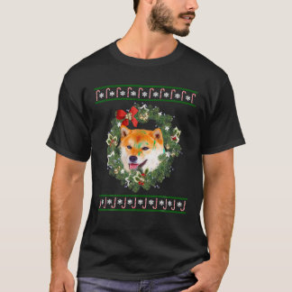 柴犬クリスマスツリードッグサンタクリスマスティパジャマ Tシャツ