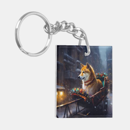 柴犬クリスマスフェスティバルシーズン キーホルダー (正面左)