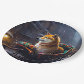 柴犬クリスマスフェスティバルシーズン ペーパープレート (アングル)