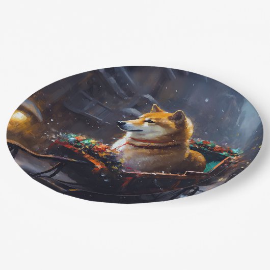 柴犬クリスマスフェスティバルシーズン ペーパープレート (アングル)