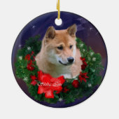 柴犬クリスマスプレゼントオーナメント セラミックオーナメント (裏面)