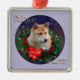 柴犬クリスマスプレゼントオーナメント メタルオーナメント