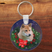 柴犬クリスマスプレゼント キーホルダー (正面)