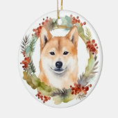 柴犬クリスマスリースフェスティバルカップ セラミックオーナメント (左)