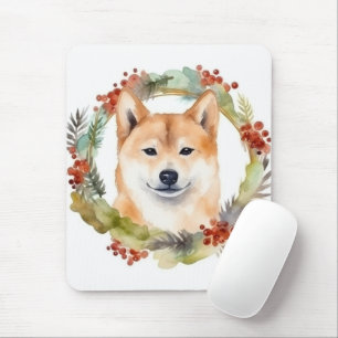 柴犬クリスマスリースフェスティバルカップ マウスパッド