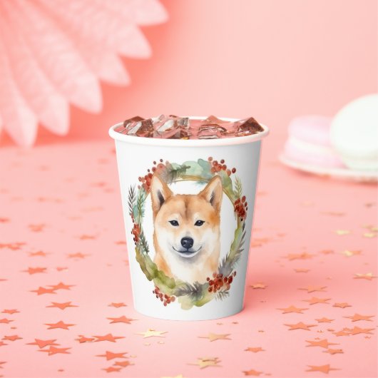 柴犬クリスマスリースフェスティバルカップ 紙コップ (インサイチュ)