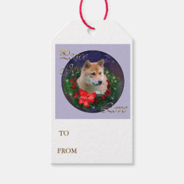 柴犬クリスマスリース ギフトタグ