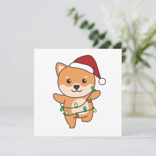 柴犬クリスマス冬かわいい犬たち シーズンカード (スタンド正面)