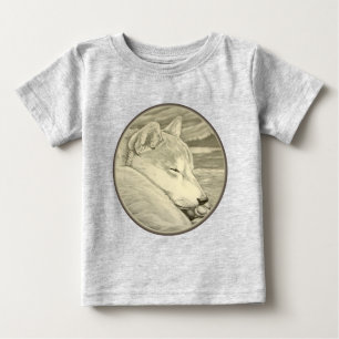 柴犬クリーパーオーガニックドッグラバーベビーシャツ ベビーTシャツ