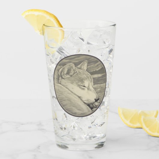 柴犬グラスドッグラバーアートガラスのペルソナライズ タンブラーグラス (アイス正面)