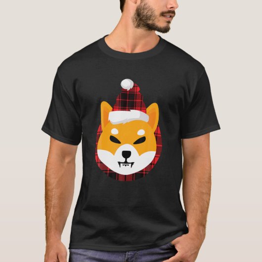 柴犬コインクリプトデカールサンタフェアリークリスマス Tシャツ (正面)