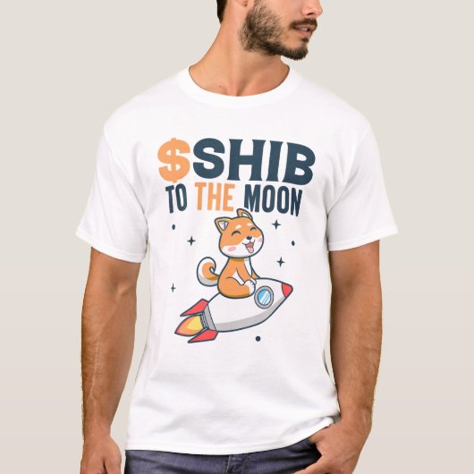 柴犬コイン$Shibの月の暗号おもしろい化 Tシャツ (正面)