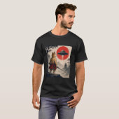 柴犬サムライUFOヴィンテージ日本浮世絵犬 Tシャツ (正面フル)