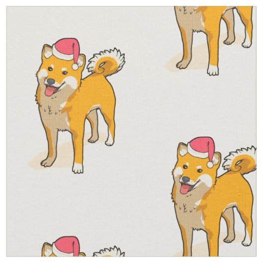 柴犬サンタクロースドッグクリスマス ファブリック (クローズアップ)