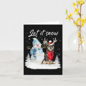 柴犬サンタドッグクリスマス雪だるまクリスマスパジャマ カード (黄色い花)