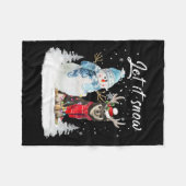 柴犬サンタドッグクリスマス雪だるまクリスマスパジャマ フリースブランケット (正面(横))