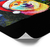 柴犬サンタハットクリスマススターリーナイトアートドッグ ポスター (角)