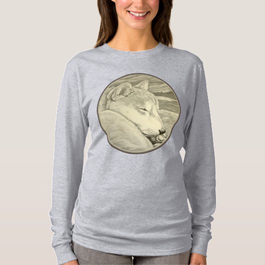 柴犬シャツレディーズドッグラバープラスサイズシャツ Tシャツ (正面)