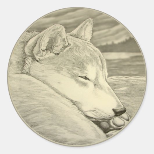 柴犬ステッカー犬の恋人柴犬アートステッカー ラウンドシール (正面)