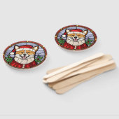 柴犬ステンドグラスのクリスマス ハンドファン (組立なし)