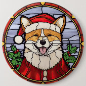 柴犬ステンドグラスのクリスマス 缶バッジ (正面)