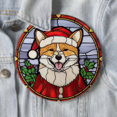 柴犬ステンドグラスのクリスマス 缶バッジ (インサイチュ)
