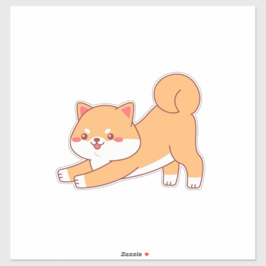 柴犬ストレッチ漫画 シール (シート)