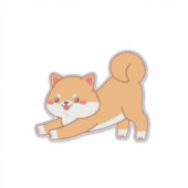 柴犬ストレッチ漫画 シール (正面)