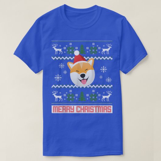 柴犬スノークリスマスサンタ醜い Tシャツ (デザイン正面)