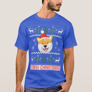柴犬スノークリスマスサンタ醜い Tシャツ