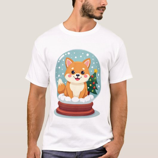 柴犬スノーグローブ Tシャツ (正面)