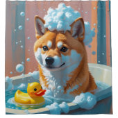 柴犬スロッピースイリーキュートおもしろい シャワーカーテン (正面)